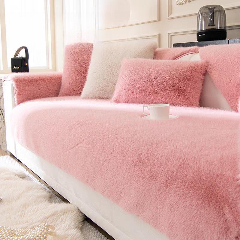 1pc French Thickened Plush Sofa Slipcover, Sofa Cover, Anti-Cat Scratch Couch Cover Furniture Protector For Bedroom Office Living Room Home Decor