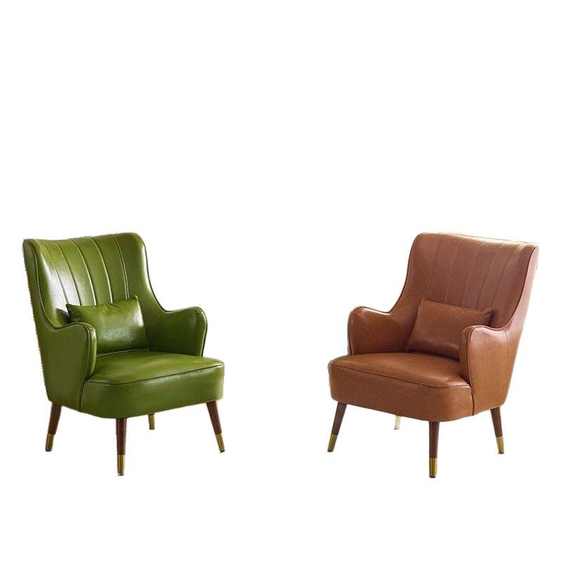 Compact Wax Leather Sofa Chair for Small Apartments, Living Rooms, Bedrooms, Balconies, or Receptions - Light Luxury Style, Tiger Design.