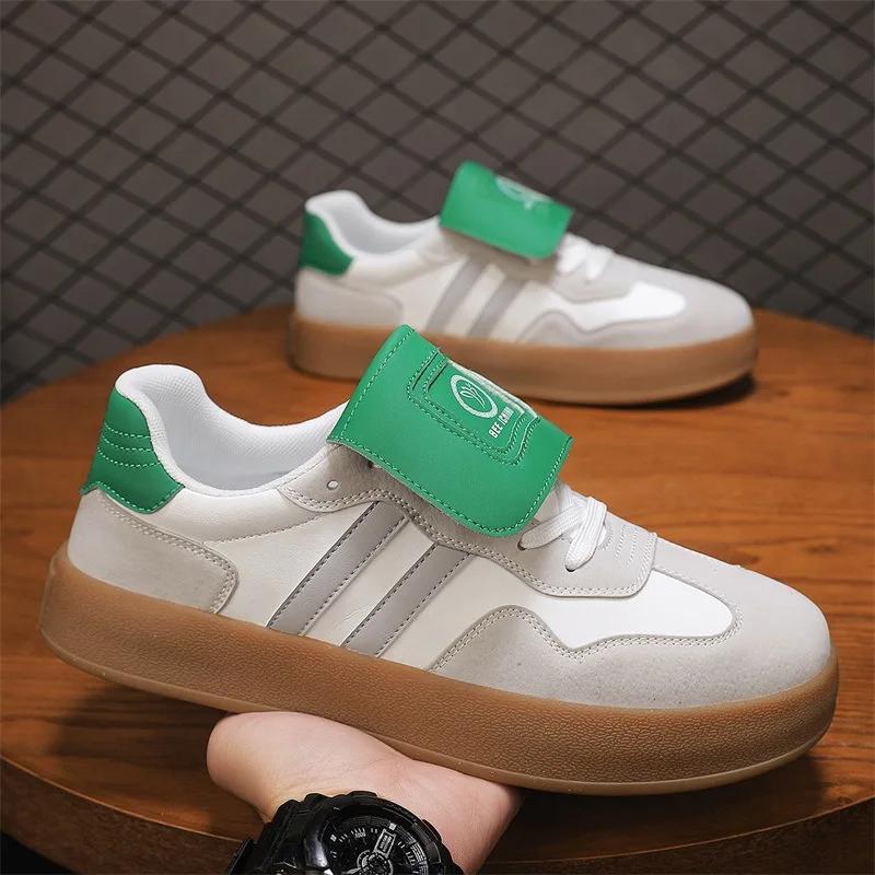 Fashion New Shoes for Men Women Genuine Leather Casual Shoes Trend Striped Flat Skateboard Shoes Street Cool Lace-up Sneaker