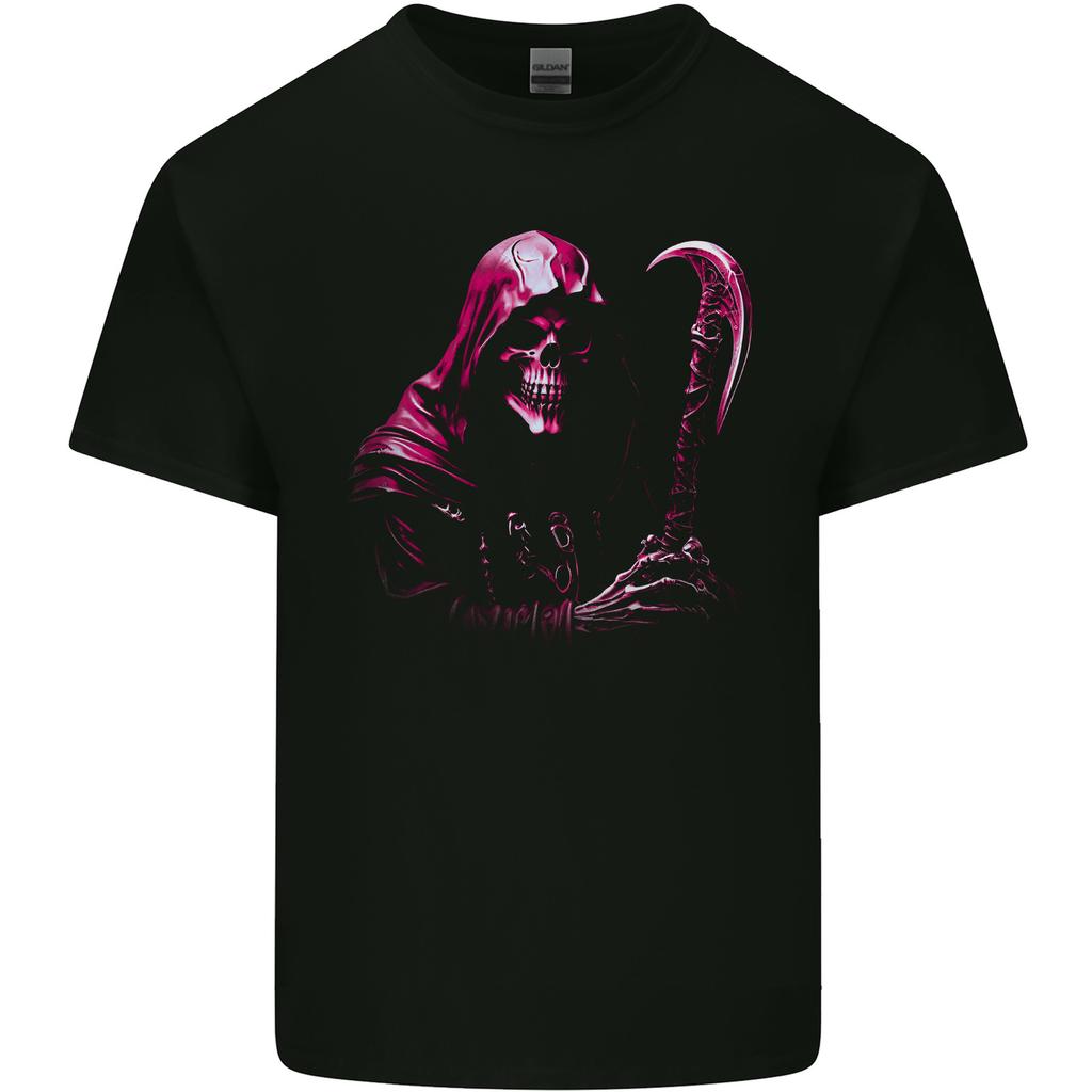The Grim Reaper and Sythe Skull Design 3 Unisexs Light Cotton TShirt
