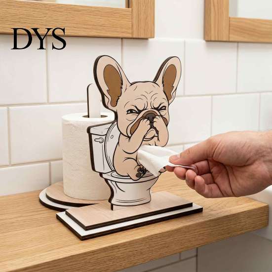 Wooden Paper Towel Holder Roll Holder, Creative Animal Shape Dispenser, Vertical Stable Tissue Unique Housewarming Gift Rack, Solid Wood Stand