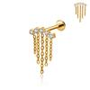  Earring Implant Grade ASTM F136 Titanium Zircon Chains Dangle Internally Threaded Top Nose Rings Body Piercing Jewelry