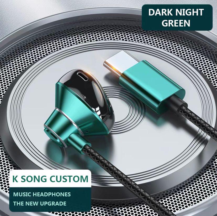 9D Bass Stereo Type C&3.5mm Headphones Volume Control Headset With HD Mic Wired Earbuds For iPhone15/16 Samsung Galaxy Earphones