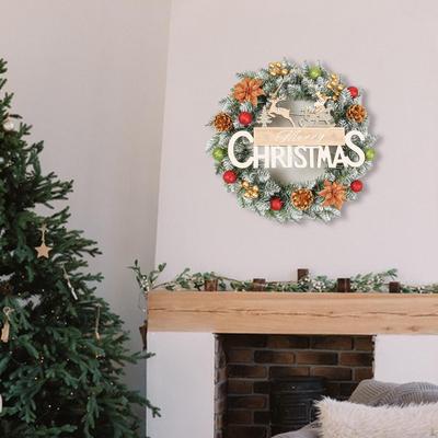 Christmas Wreath Garland, Artificial Winter Xmas Decoration for Indoor