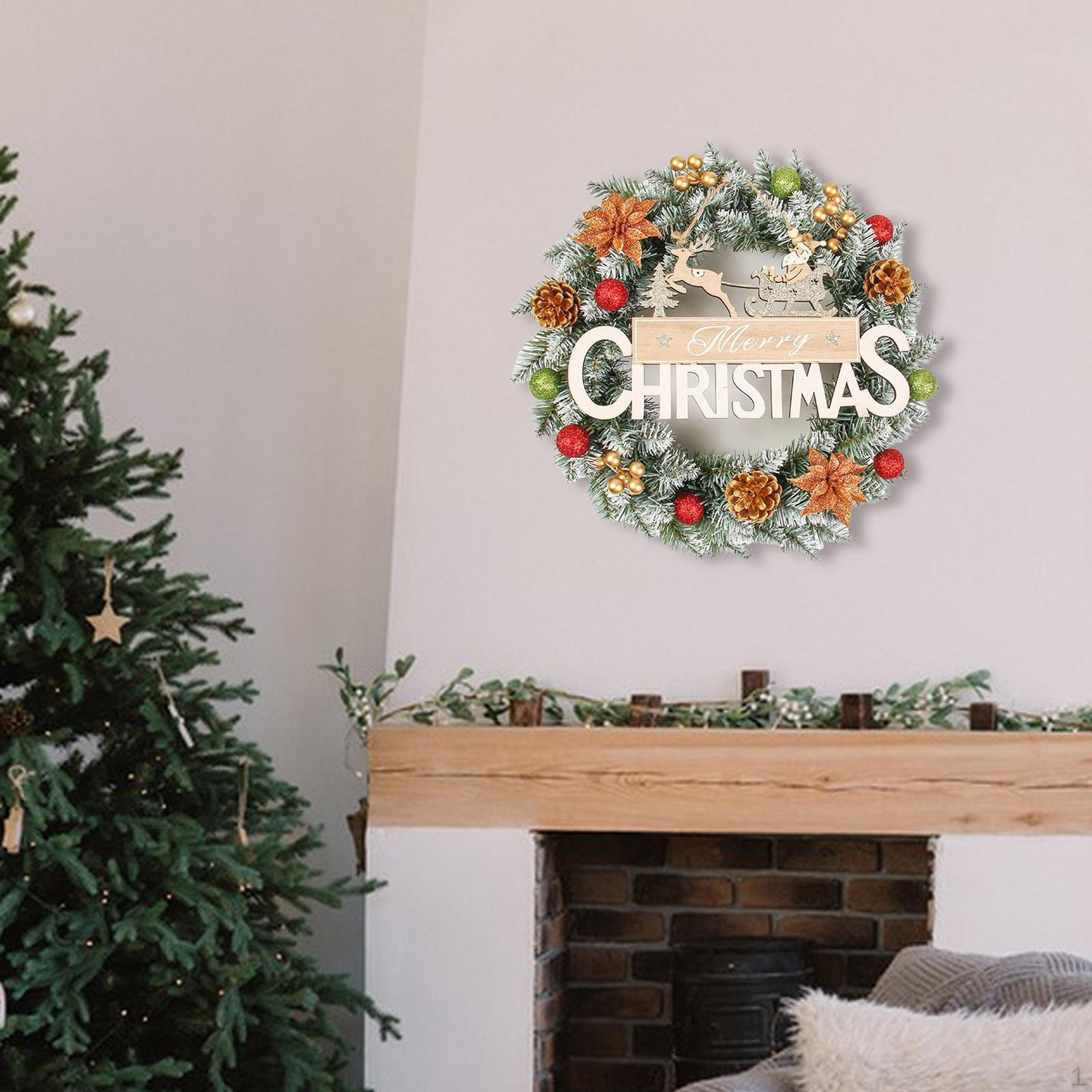 

Christmas Wreath Garland, Artificial Winter Xmas Decoration for Indoor