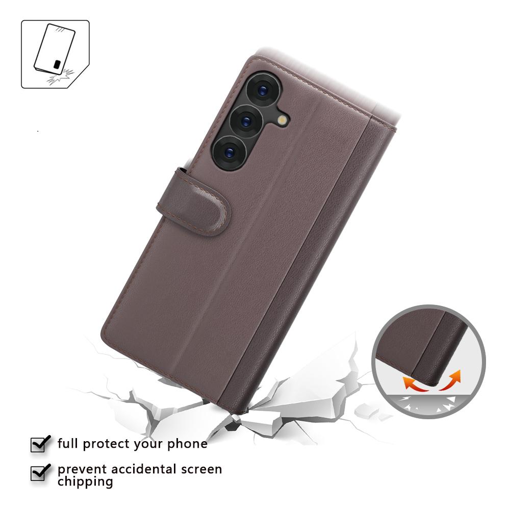 For Samsung Galaxy S25 Case Genuine Split Leather Phone Cover with Wallet Stand