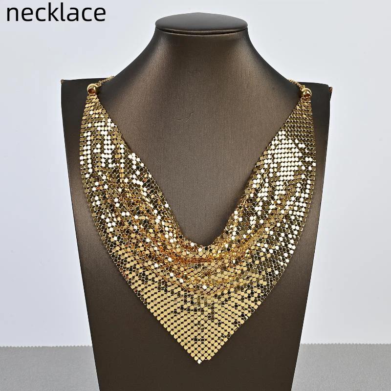 Leopard Sequin Choker & Earring Set Shining Triangle Scarf Indian Style Sexy Sequined Necklace