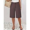 Ladies, Casual Pants, Fashionable, Solid Color, Cropped Pants, Mid Length Pants