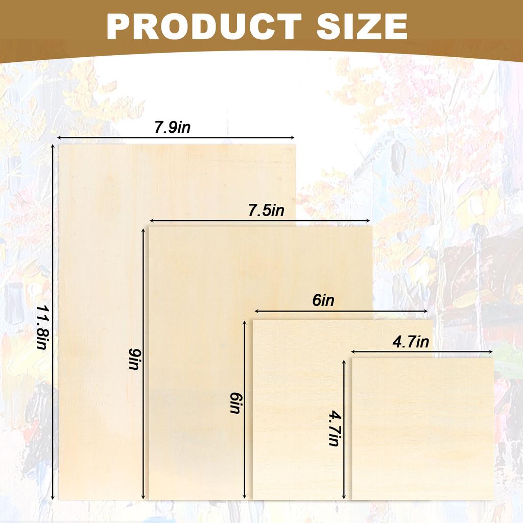 15 Pack Unfinished Wood Canvas Panels Kit 11.8x7.9 Inch Wooden Panel Boards