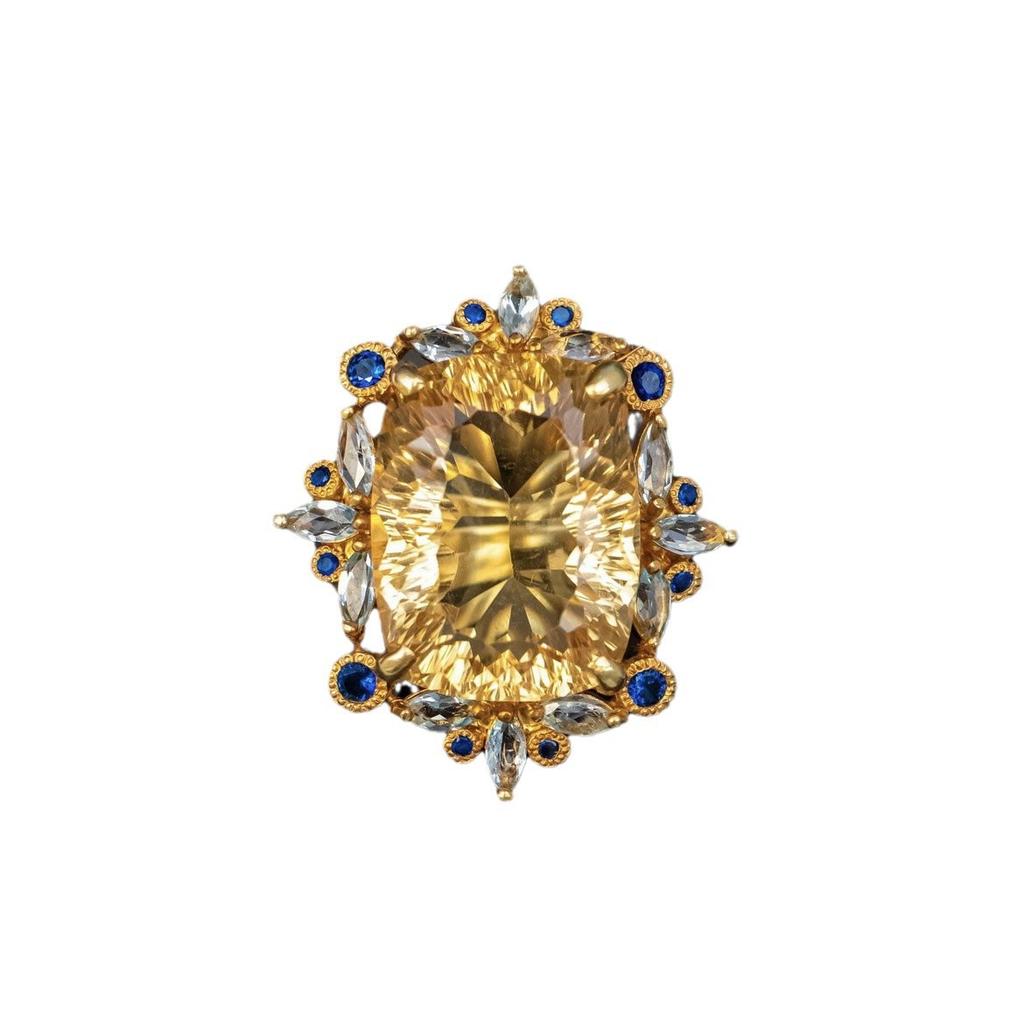 Topaz Women's Ring Creative Color Treasure Vintage Ice Flower Jewelry Large Carat Zircon Women's Ring