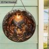 2D Flat 1pc The Birth of Jesus Hanging Sign Wall Decor, Vintage Nativity Scene Wooden Sign, Relief Effect of Guard Jesus Round Sign for Church Front