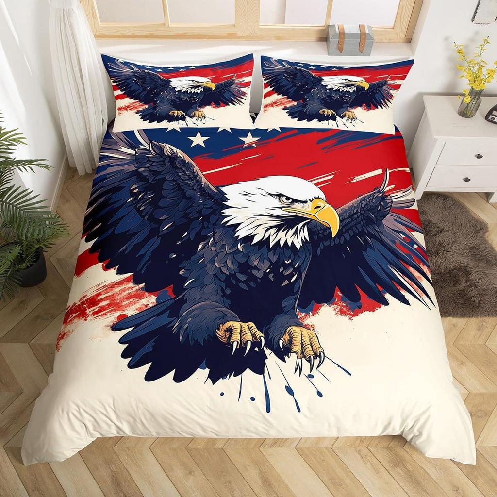 Adler Muster 3D Digitaldruck Quilt Set Dreiteiliges Bettwäscheset