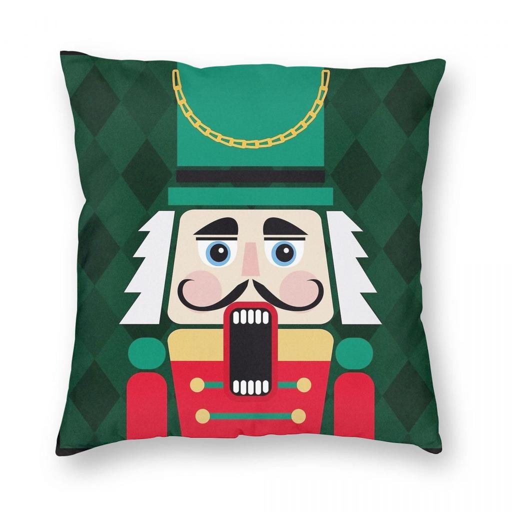 The Nutcracker Christmas Toy Soldier King Pillowcase Printing Fabric Cushion Cover Decoration Pillow Case Cover Bedroom Zipper