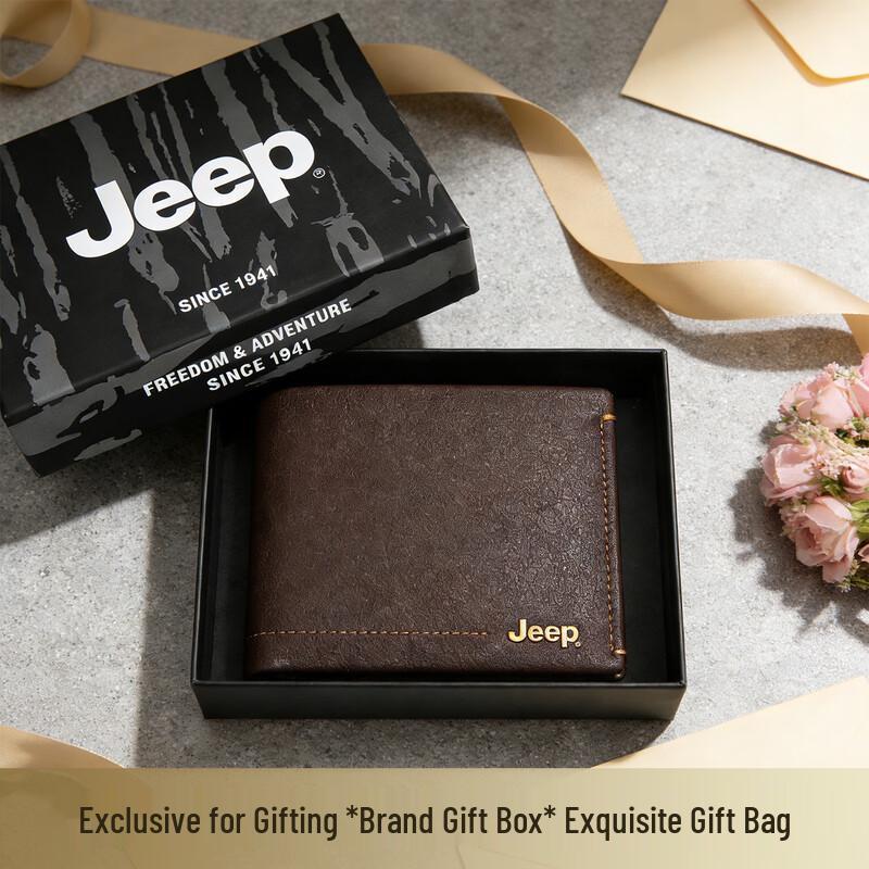 JEEP Men s Lychee Grain Leather Bi-fold Wallet