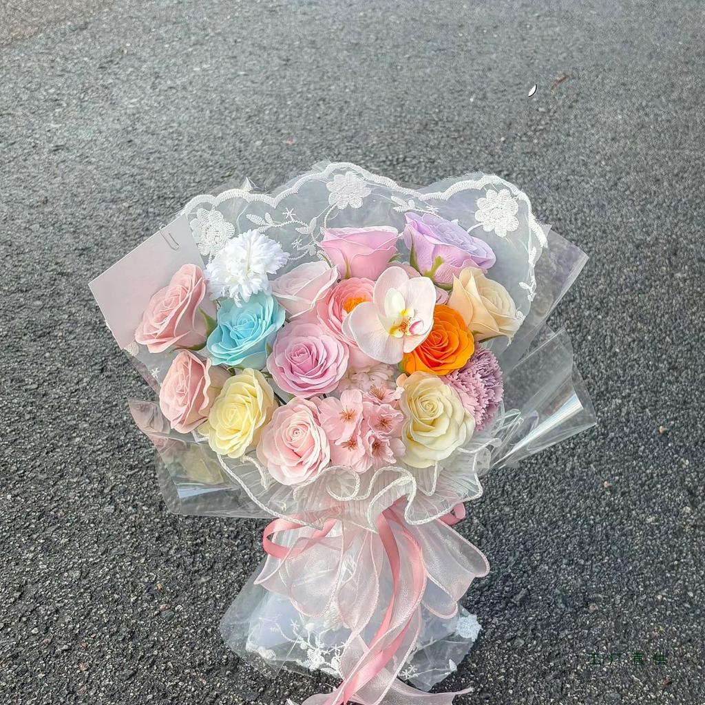 Dopamine Eternal Rose Soap Bouquet - Perfect Gift for Girlfriend or Bestie on Birthday, Valentine's Day, Qixi