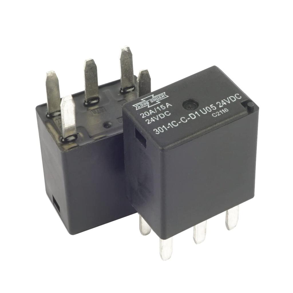 (Pack of 2) 301-1C-C-D1 U05 24VDC Automotive Power Relay 5 Pins with SPDT Flux Tight