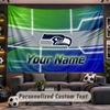 Wall Hanging Tapestry Custom NameSeattle Seahawks Pattern Personalized Printed Fabric Wall Decor