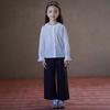 Hacikis Girls' Korean Style Long-Sleeve White Shirt