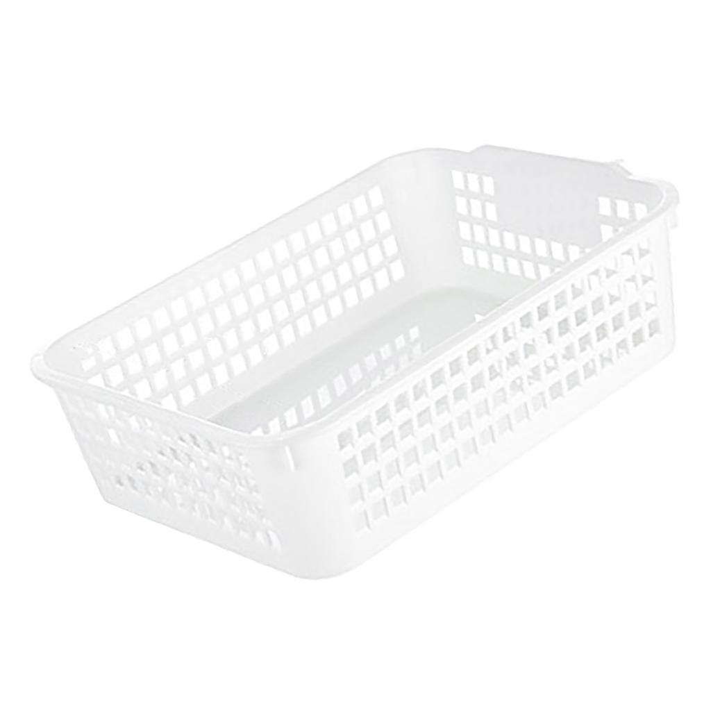 Desktop Storage Basket Space Saving Handle Rectangular Stackable Hollow Storage Basket Bin for