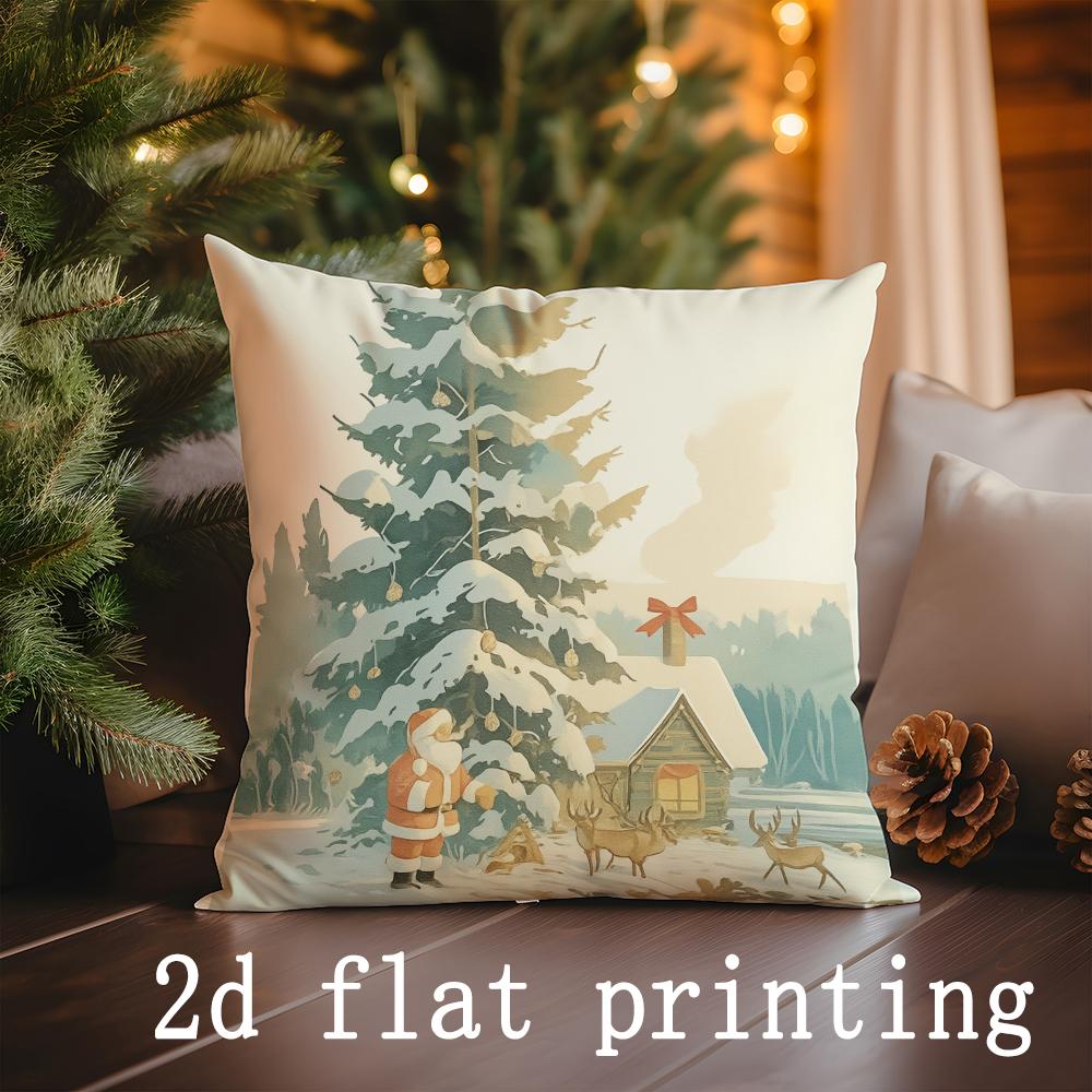 Home Decor Christmas Themed Decorative Pillow Covers Pattern Cushion Cover Suitable for Sofa Bedroom Car Pillow Cover