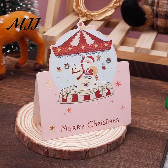 Christmas Gift Supplies 10 Pcs 3D Greeting Card, Cute Tree Santa Snowman Handwritten Holiday Notes Wreath Design Cards for Festive Messages,
