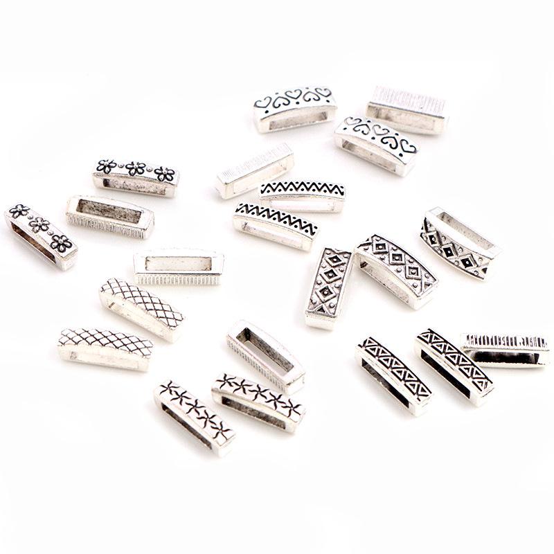 20-Piece Set: 16x6x6mm Flat Strand Beads for DIY Leather Bracelet Making, Jewelry Spacer Accessories with 1cm Wide Hole