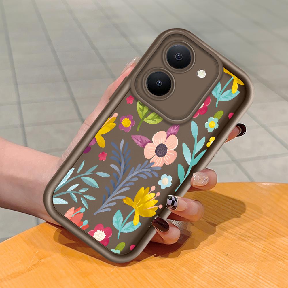 Coque de téléphone en Silicone souple, motif d'impression d'échelle carrée, couverture complète d'appareil photo, Protection antichoc, étui en caoutchouc pour Vivo