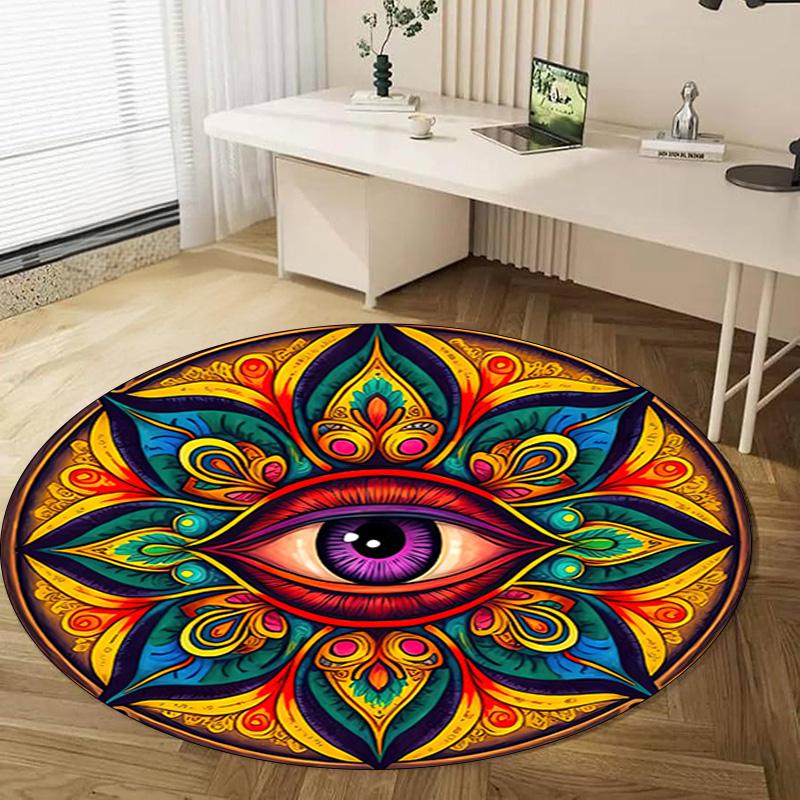 Psychedelic Eye  Circular Rug Office Decorative Carpet For Living Room Bedroom Door Mat Floor Rug Computer Chair Area Rug Viking Theme Decor