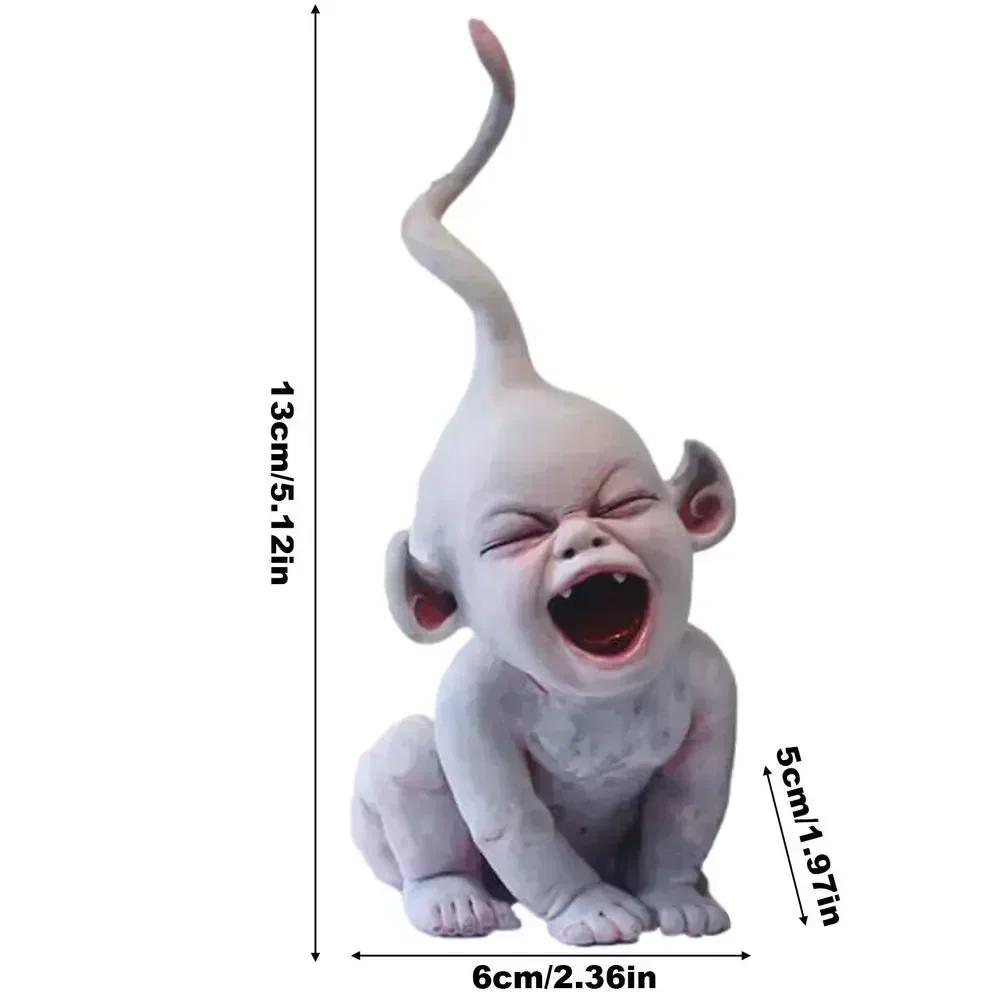 Haunted Horned Zombie Infant Statue - Chilling Halloween Decoration & Sinister Suspended Prop
