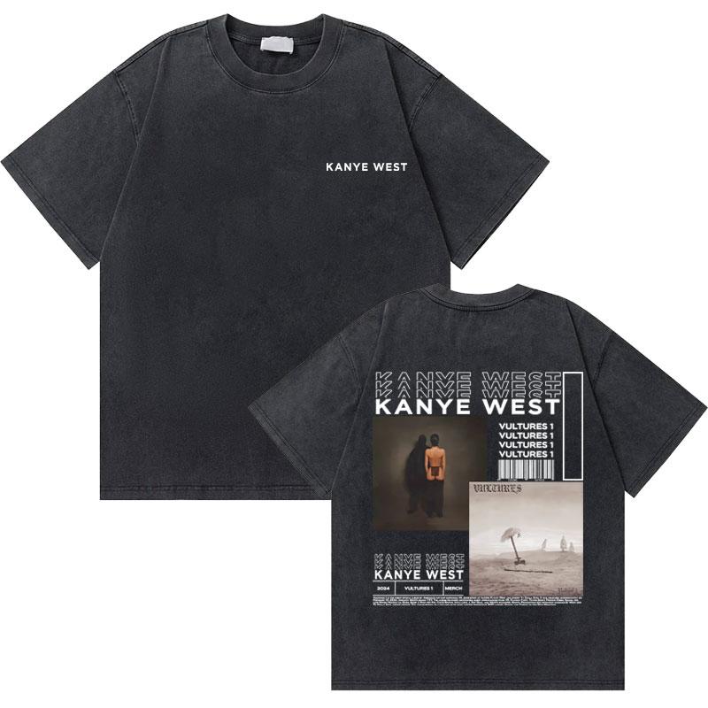 Washed Vintage Rapper Kanye West Graduation Bear Graphic T Shirt Men Pure Cotton Tshirt Mens Hip Hop Fashion Oversized Tshirt
