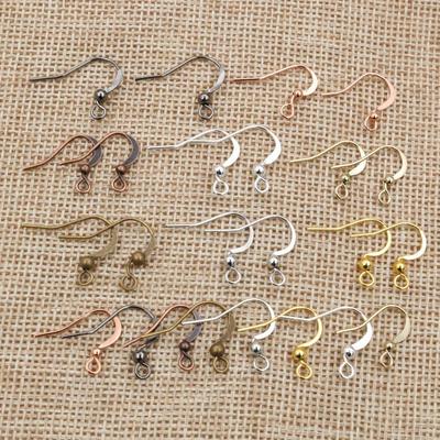 100 Stück Kupfer Ohrhaken 19x18mm mit runden Perlen für DIY Handgemachten Schmuck Zubehör, 20g