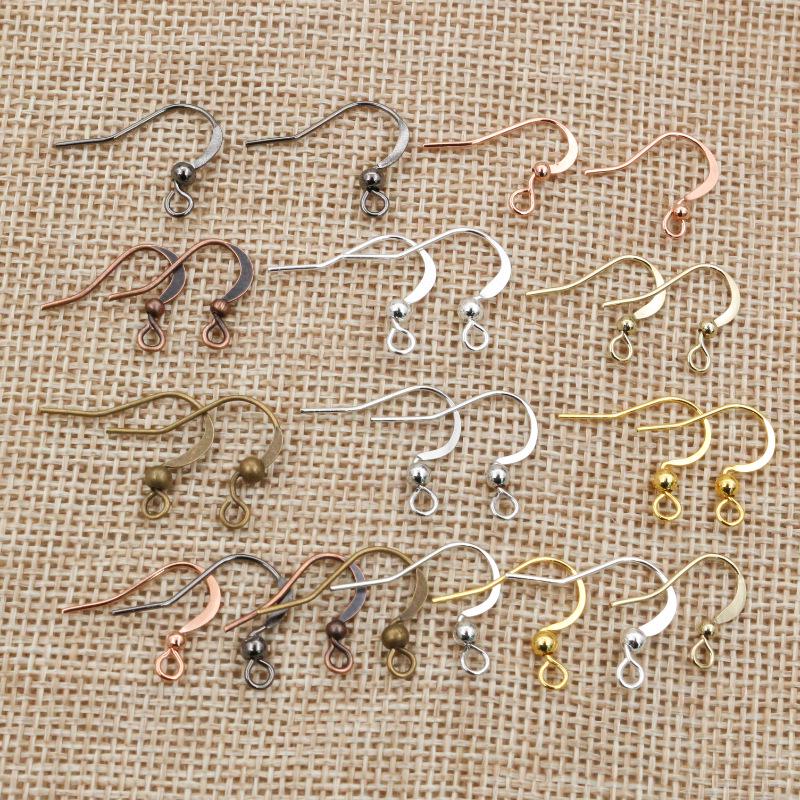 100 Pcs Copper Earring Hooks 19x18mm with Round Beads for DIY Handmade Jewelry Accessories, 20g
