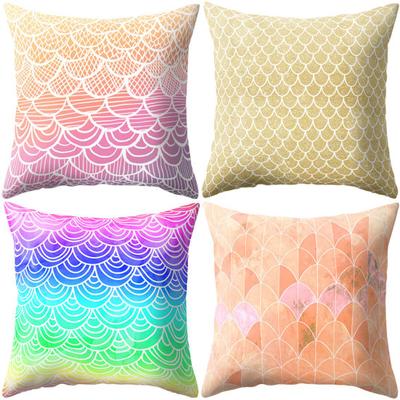 Capa de almofada de escama de peixe multicolorida, capa de almofada, sofá-cama, carro, café, decoração