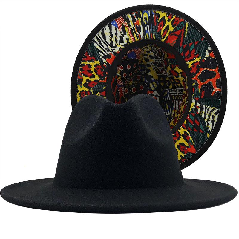 New Colorful Leopard Print Jazz Hat Autumn and Winter Warm Felt Hat European and American Fashion Cool Street Trend Hat