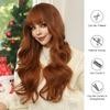 LOUIS FEREE Long Wavy Wig With Bangs Red Brown Ginger Copper Synthetic Wigs for Women Natural Wave Curly Wigs Heat Resistant Hair for Daily