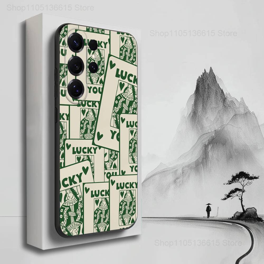 Four Leaf Clover Lucky Art Phone For Samsung S25,S10,S20,S10,S21,S9,S24,S23,Ultra,FE,Plus,Lite,Soft Silicone Black Cover