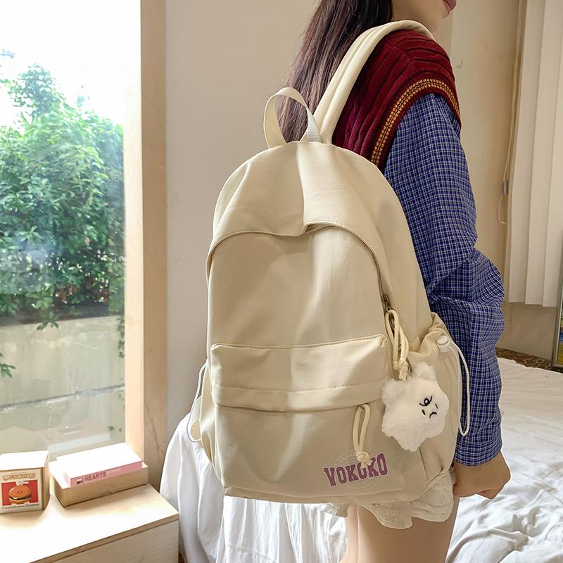 Student School Bag Women's Lightweight Travel Small Backpack Solid Color Backpack
