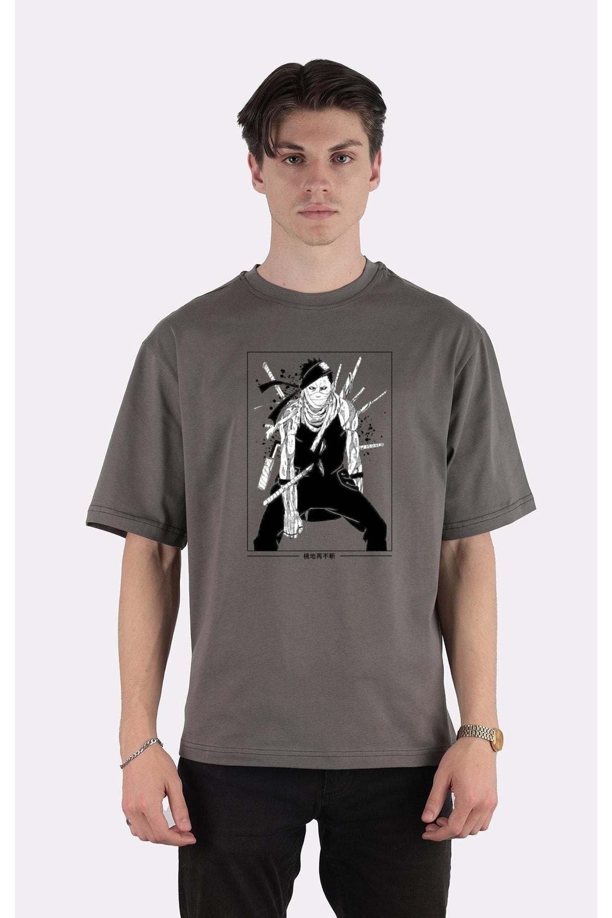 

Füme %100 Pamuk Bisiklet Yaka Oversize T-shirt Demon Of The Mist