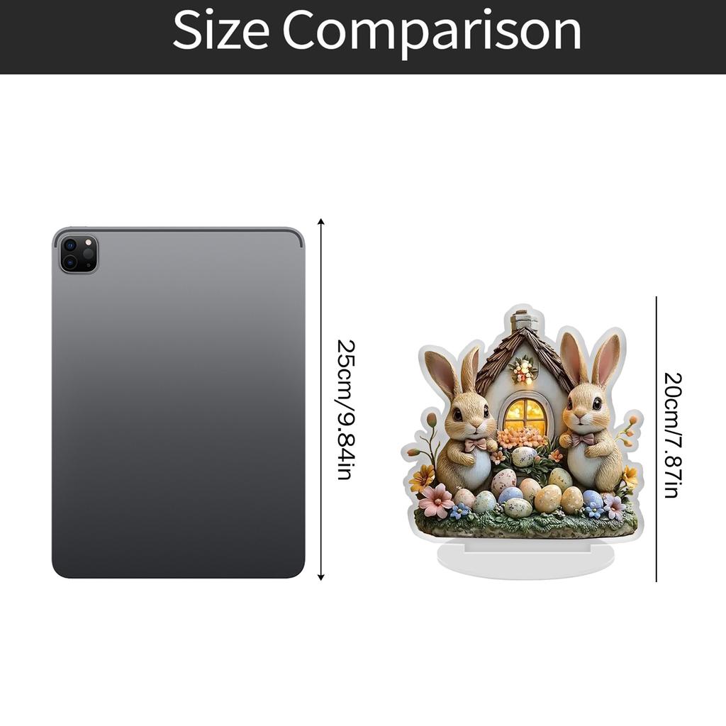 Acrylic Flat Ornament, Cute Easter Bunny Party Desktop Decoration, Wear Resistant Ornament,Easter Decorations