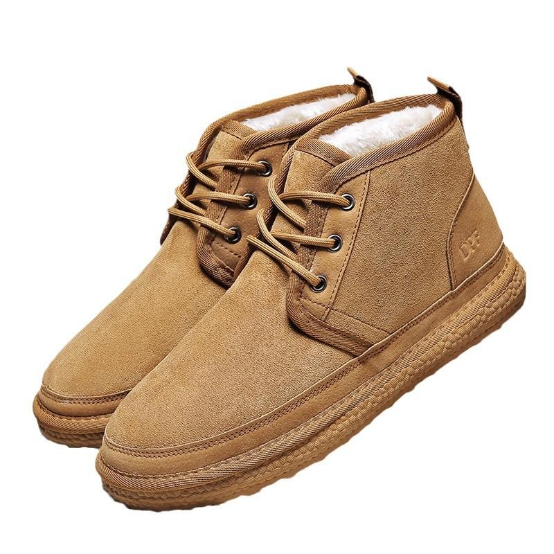 Northeast snow boots men's winter non-slip piled thickened teenagers outdoor two cotton cold-resistant warm cold-proof large cotton shoes