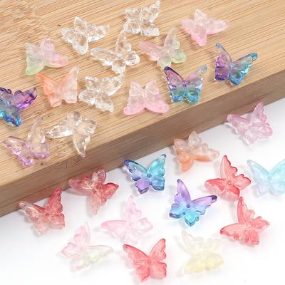 50Pcs Butterfly Glazed Glass Beads Gradient Color Mini Lampwork Beads for DIY Bracelet Necklace Manicure Jewelry Hair Accessorie