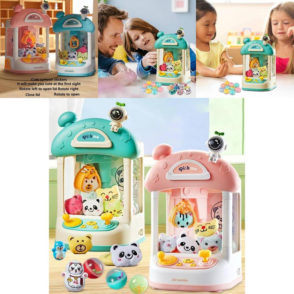 Colorful Mini Coin Operated Claw Machine Toy For Kids With Adorable Plush Toys And Capsules