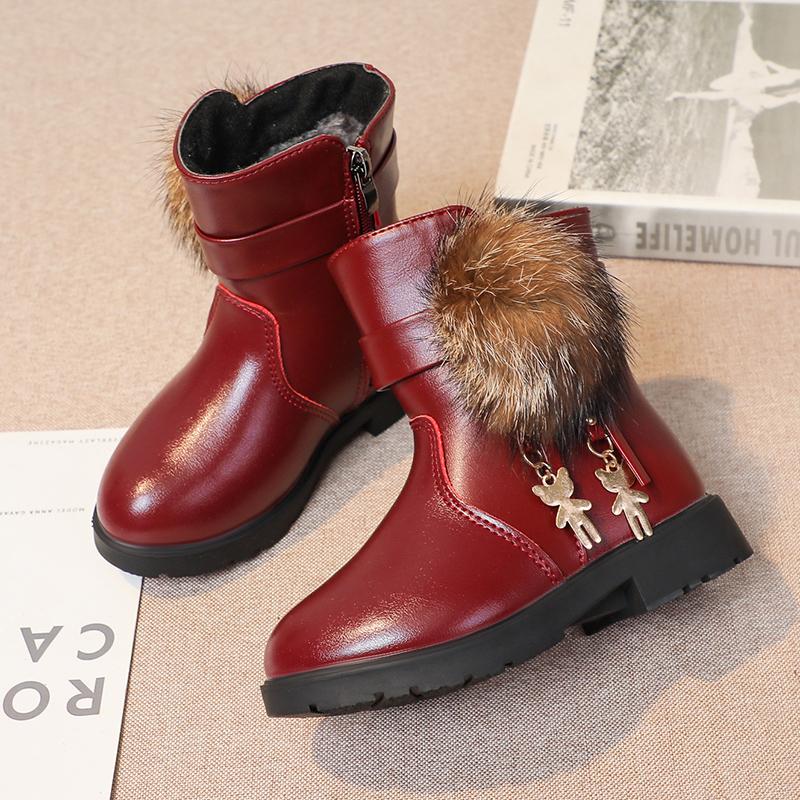 New Girls Short Boots Versatile Plush Cute Spring Autumn New Kids Fashion Casual Boots Drop Shipping Children Boots PU 2024 Chic