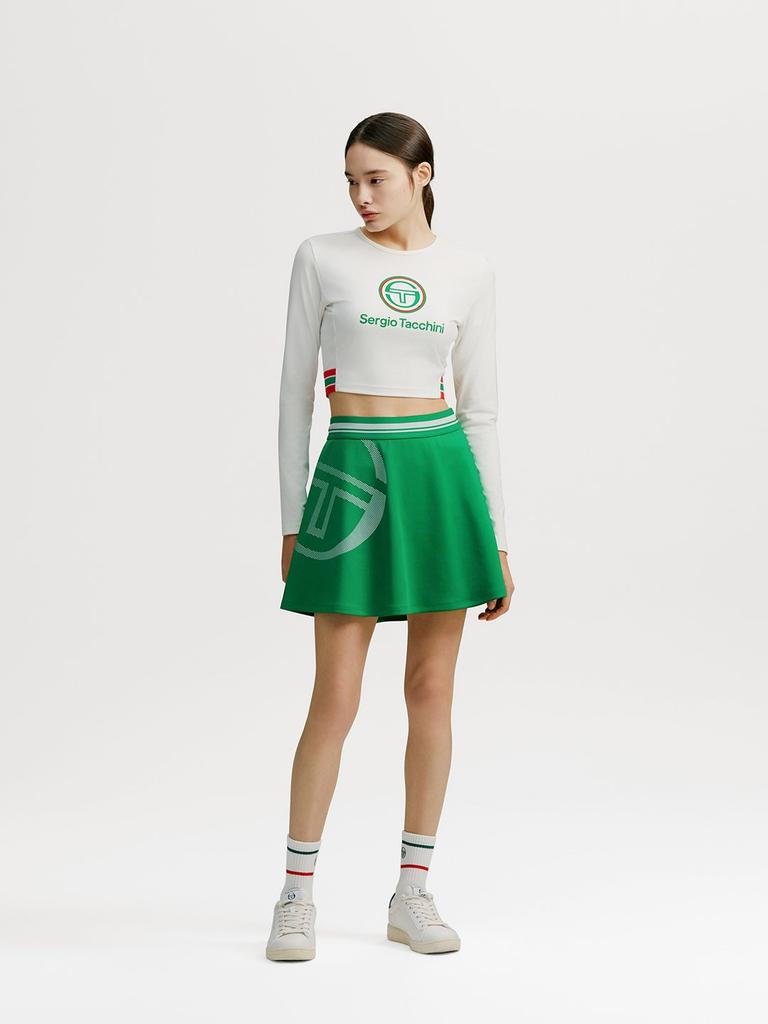 SERGIO TACCHINI W Gottham Rapazza Print Flare Skirt (Green)