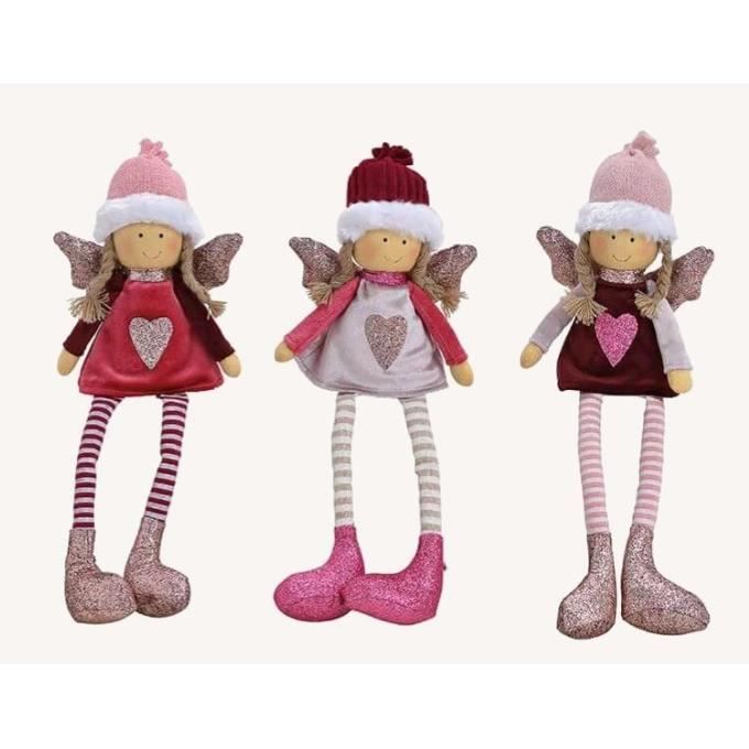 Ange en textile, sable Bordeaux, rose scintillant