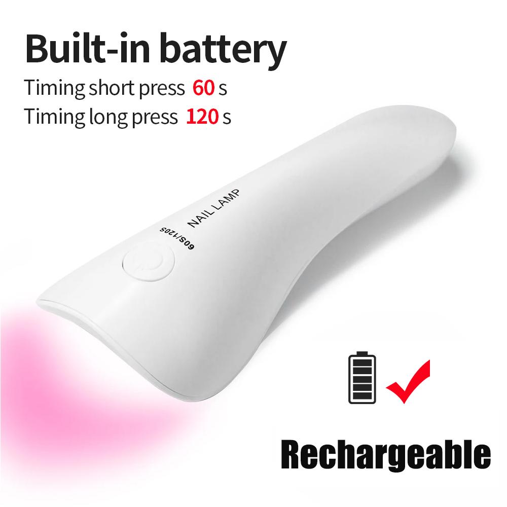 

LINMANDA портативная светодиодная лампа для сушки ногтей, перезаряжаемая мини-лампочка для маникюра, сушилка для гелевых ногтей, портативность для нейл-арта USB белый