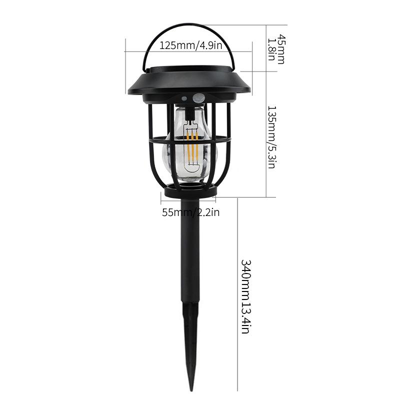 Solar Ground Plug Light - Outdoor Courtyard & Wall Light with Motion Sensor, Tungsten Filament for Garden, Lawn, Park, and Camping