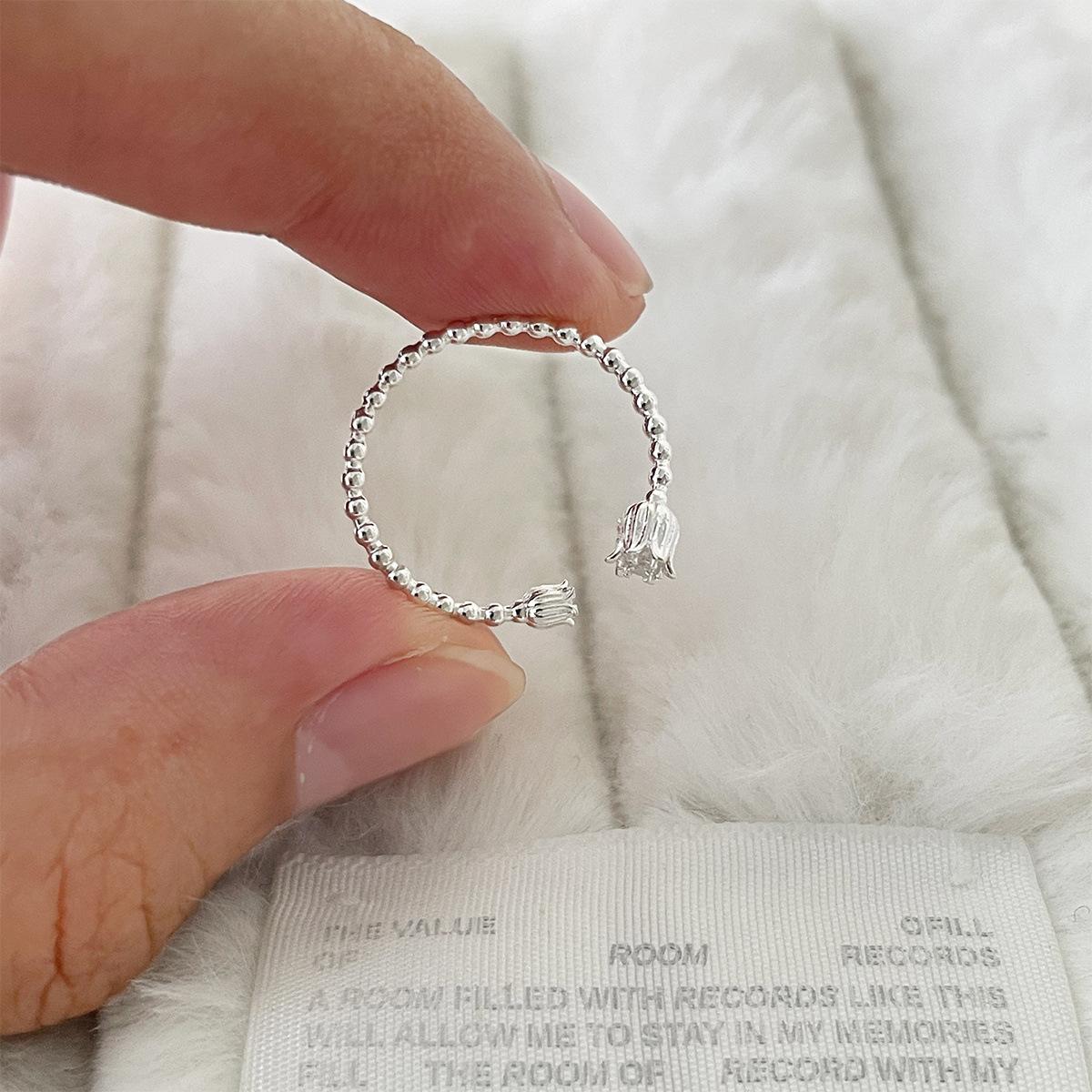 

Кольцо из стерлингового серебра с ландышем для женщин, не выцветает, роскошь, изысканный инс, кольцо на указательный палец, уникальное чувство высокого класса Opening adjustable