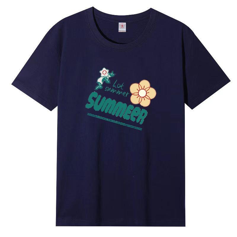 Female Cotton Short-sleeved T-shirt Female Summer Korean Loose Round Neck Printed Tops
