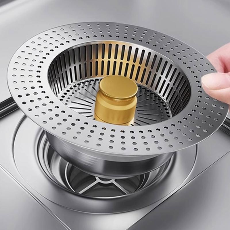Sturdy Stainless Steel Kitchen Sink Drain Strainer Gold Finish Food Catcher Basket for Clean and Tidying Kitchens